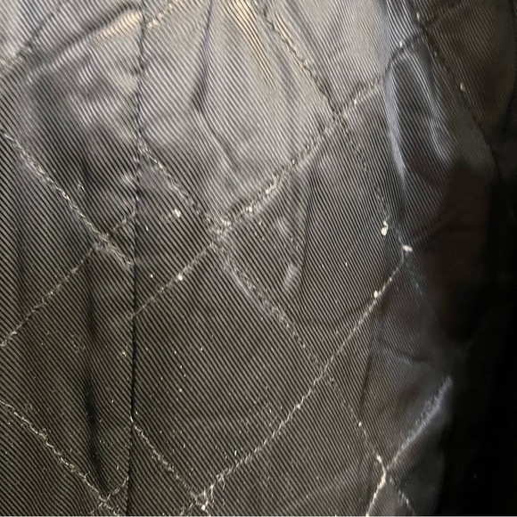 Vince Genuine Rabbit Fur Collar Lamb Leather Asymmetrical Wool Black Coat XS - Picture 13 of 16